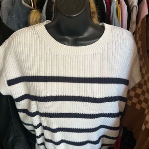 Jessica Simpson White and Navy Striped Sweater